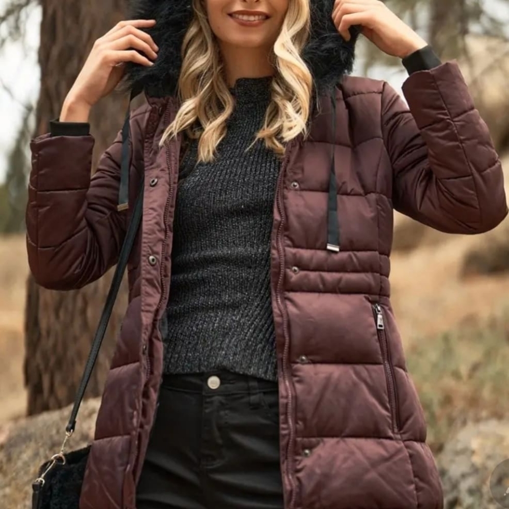 Tasha Long Fitted Vegan Fur Hooded Jacket